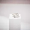 Women Band Tiifeany Ring Jewelry Ailings same knot ring S925 silver plated 18K gold set with zircon simple temperament ribbon pair