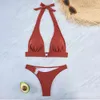 Il nuovo bikini del costume da bagno ha raccolto costume da bagno ad alto colore a vita solida