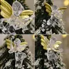 Estatuetas decorativas ornamentos de árvore de natal diy pingentes acessíveis 4pcs clear angel boneca pingente de decoração de suprimentos