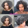 Grey Lace Front wiigs Human Hair for Black Women coil Kinky Curly T Part Glueless 13x4x1 salt&pepper Gray real hair wig 130% Density