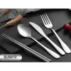 Geschirrsets 4 -teilige tragbare Löffel -Gabel -Steak -Messer -Set -Reise -Bestecktabelle mit Tasche