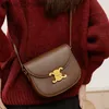 High Level Original Cellin Designer Bags Spring Half Round Bag Saddle Bag Genuine Leather Red Tofu Bag 2024 New Single Shoulder Crossbody Bag with Brand Logo