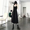 Robes décontractées punk gothiques femmes robe d'été 2024 noir sexy v-à col de fête club vestidos metal boucles