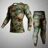 Herren thermische Unterwäsche 2 -teilige Trainingsanzug Männer Kompression MMA Langarm T -Shirt Rashgard Kit Camouflage Sweatshirt Leggings Fitness