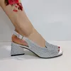 Modieuze luxe sandalen Top Italiaanse ontwerpers feest fel diamant bovenwerk zomer damesschoenen met hoge hakken Nigeria 240415
