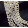 Sparkling Hiphop Iced Out VVS Baguette 18/20/25mm Anpassad halsband 925 Sterling Silver Gold Plated Cuban Link Chain