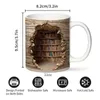 Tazas 1 pieza 3D Bookshelf Café Coffee Copa Café Café Copa de estantería Copa de agua Bebida de verano J240428