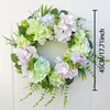 Decorative Flowers 19.69" Artificial Wreath Front Door Decorations With Hydrangeas & Green Leaves Dropship