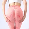 Pantalon actif lié les leggings teints femmes hautes taille hanche soulevant le yoga sèche rapide collants sportifs en plein air