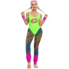 Set Women's Retro 80s/90s inspirierte Bodysuit High Cut One Piece Badeanzug Badeanzug Halloween Kostüm Bikini Sexy Pink Badebadkleidung