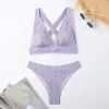 Bikinis sexy de roupas de banho feminina sets de maiô separados de trajetivo transversal sem costas Y2K Women Women Women Brazilian Beach Thong Suits Bathing Swimming