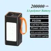 Power Banks de teléfonos celulares 200000MAH Power Pack Bidireccional 120W Power Power Power Paquete portátil C Tipo adecuado para iPhone 14 con LED Camping Light J240428