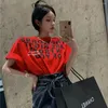 Frauen T-Shirts Sommer Übergröße lässiges T-Shirt für Damen Koreaner Modebrief gedruckt kurzarm Tees Streetwear Red Chi weibliche Tops