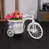 Vases Three-wheel Weaving Crafts Rattan Bike Vase With Bouquet Daisy Artificial Flores Home Decoration Ornaments Flower Basket