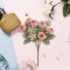 Dekorativa blommor underhållsfria konstgjorda eleganta rosgrenar för hembröllopsfest dekor 6 huvud faux siden