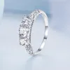 Anelli a grappolo S925 Sterling Argento originale Anello zircone di lusso Platinum placcata semplice e squisita Anniversario di matrimonio Gioielli