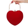 Design de cœur rouge Femmes Embrayage Petits diamants Golden Velvet Sacs Sacs Party Wedding Hands Sacs Purs pour les sacs à main 240418