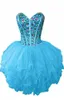 Beaded Crystal Organza Homecoming Dress with Ruffles 2020 Sweetheart Ball Gown Party Dress Knee Length Prom Gowns5597755