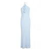 VC Summer Fashion Dress For Women Sexy Halter Neck Mesh Flowers Decorated Maxi Long Gowns 240424