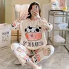 Vêtements de nuit pour femmes hiver femmes sommeil de sommeil panda panda pyjama à manches à manches pyjamas de pyjamas de flanelle