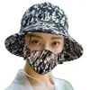 Brede rand hoeden buiten bloemenpatroon anti-uv zonnebrandhoed mode stofmasker beschermd nek vrouwen mannen visser thee thee picking cap