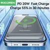 Cell Phone Power Banks Rocoren Magnetic Power Pack 10000mAh PD20W USB Type C Rechargeable Portable Power Pack with Stand External Battery Suitable for iPhone 15 J240