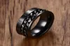 MEN039S 8 mm Strin Stael Spinner Sain Martw się Rzemer Roman Number Meditation Band Gold Black Male Jewelry Aneis2510329