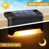 LED Solar Step Lamp Patio Warm White Stair Light Waterproof Garden Yard Decor Outdoor Balkony Pathway Lighting For Fence 240411