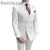Fanlifujia Store Navy Men Party Tuxedos 2 Teile Neueste Revers -Anzüge Goldknöpfe Fashion Style Double Breasted 240407