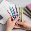 6pcs / boîte DM-907 Gel de presse à haute densité stylo 0,5 mm Black Head Pens pour écrire une jolie papeterie Kawaii