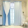 Double Layer Blackout curtain Finished Wear Rod Lace Gauze and Cloth for Balcony Living Room Bedroom 240422