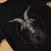 Męskie koszulki Czarny Philip Mans Tshirt Baphomet Satan Lucyfer o szyja