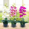 Fleurs décoratives Pot artificiel Orchidée portable de bureau faux en pot