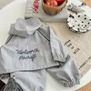 Clothing Sets 2024 Spring Children Letter Print Long Sleeve Hooded Jacket Pants 2pcs Suit Baby Boy Girl Cotton Coat Set Casual Kids Outfits