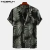 Incerun Men Hawaiian Shirt Drucken kurzärmeliger Lapel Urlaub lässige männliche Hemden Sommer Streetwear Button Camisas S-3xl 240424