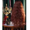 かつらHouyan Long Wavy Hair Brown Bangs NaturalWig Cosplay Girl Lolita Wig Lady Bangs Synthetic Wig