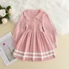 Girl Dresses Menoea Girl's Knitting Wool Long Sleeve Splice Dress Spring and Autumn Baby Christmas Clothes
