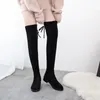 Botas da coxa de alta bota alta feminino de outono de inverno feminino sobre o joelho trecho de sapatos de moda sexy 2024 preto casual tamanho grande 43