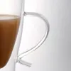 Weingläser kreativ 300 ml Doppelboden trinken für Kaffee Elegante Schaftbecher Teemilchbecher mit R -Griff