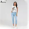 Jeans femminile plus size s-5xl donne estive pantaloni in denim signore pantaloni lunghi lungometraggi fidanzato elastico donna lace-up femmina