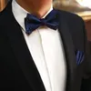 Flash Diamond Bling High Quality Fashion Navy Blue Wedding Bruidegom Man Ee Mens Bow Tie Hoge kwaliteit 240412