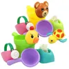 Toys de bain pour bébé 4pcs / Set Baby Bath Toys Rubber Beld Duck Bear Shape Water Waheel Water Spray pour bébé douche