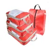 Förvaringspåsar resväska 4 st. Set komprimerbara förpackningsbitar 2024 Fällbar vattentät resväska Nylon bärbar bagageorganisatör