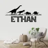 Custom Name Wall Stickers Boys Room Decoration Jurassic Park Vinyl Decals Dinosaur Decor Kids Bedroom Art Mural Nursery 240426