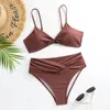 Swimwear Women's High Waist Sling Bikini Bikini Pleered Triangle Swimsuit Thong Trend Micro Swimswears Two Piece Women Beach Bathing