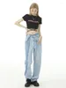 Frauen Jeans Streetwear Patchwork Straight Baggy Frauen koreanische Mode High Street Lose Taille Wide Bein Demin Hosen weibliche Hose