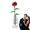 Decoratieve bloemen Crystal Rose Flower Artificial met Vase Home Decoration Wedding Anniversary Herdenking Valentijnsdag