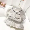 Clothing Sets Girls Clothes Vintage Children Suit Kids Coat Skirt Two Piece Outfits Baby Toddler Spring Autumn Matching Dresses