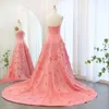 Partykleider Jancember Federn Dubai Korallen rosa Abend 3d Blumen Schatz Longe Frauen Hochzeit formelle Kleidung SZ470