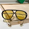 Luxus Frauen Designer Oval Tropfen Sonnenbrille 1273S Yellow Bio Nylonlinsen Schwarze große Acetatrahmen Männer Sonnenbrillen Anhänger Metallkoteletten Mode Brille 1274s